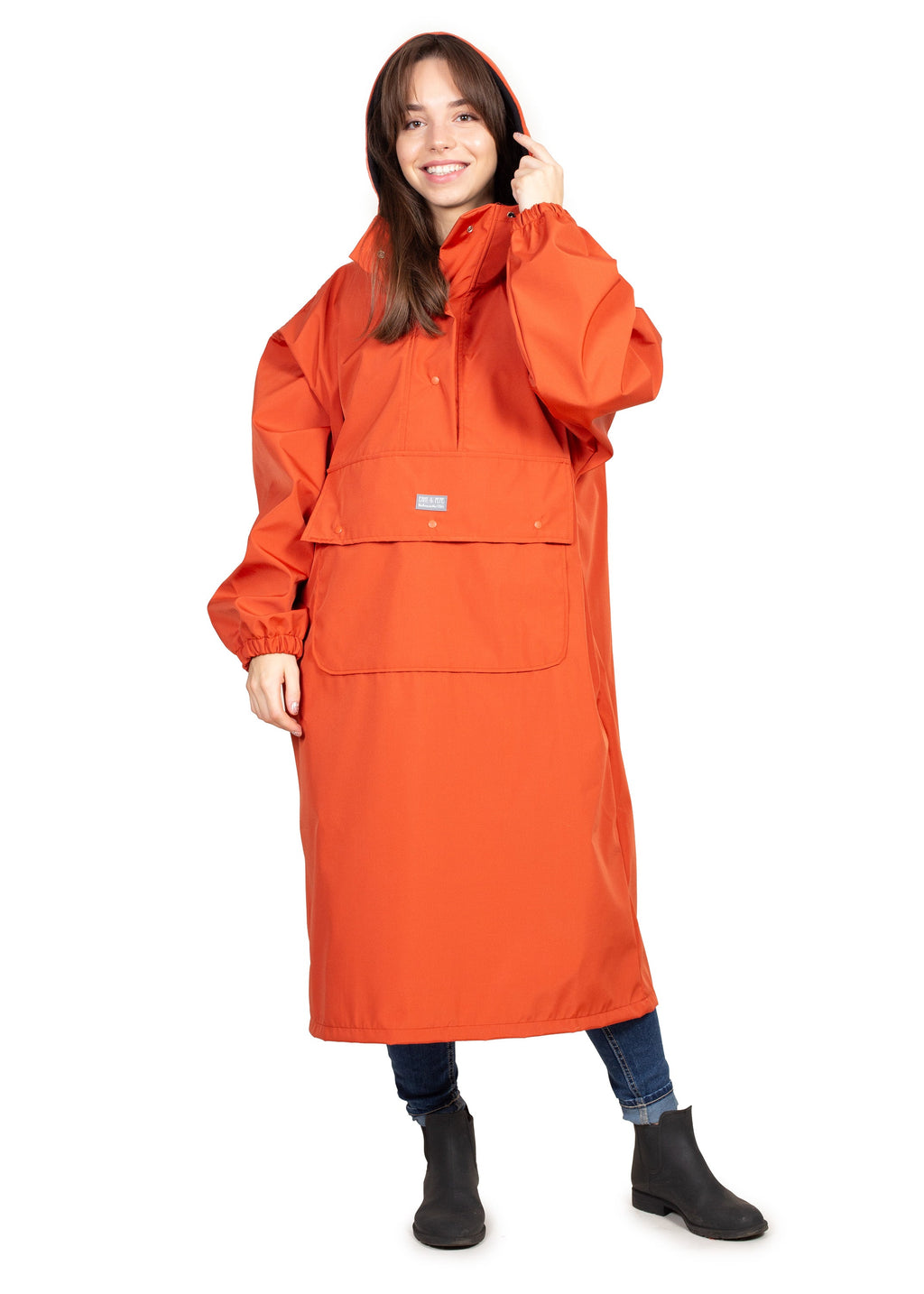 Wau-Poncho praktischer Regenmantel für Hundebesitzerinnen und Hundebesitzer - trocken bei jedem Spaziergang , Modell  Orange S/M,L/XL Tomato