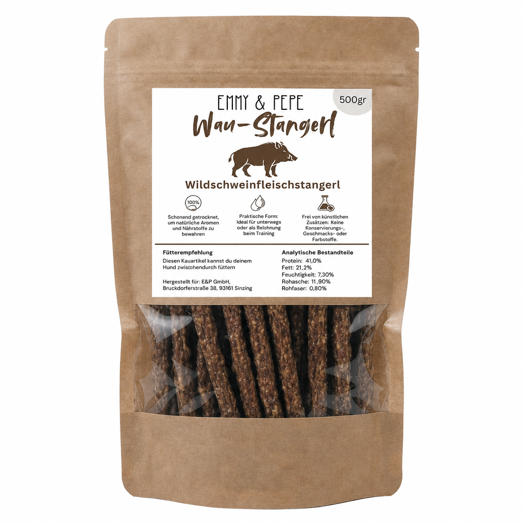 Wau-Stangerl Wildschweinfleisch-Ministicks
