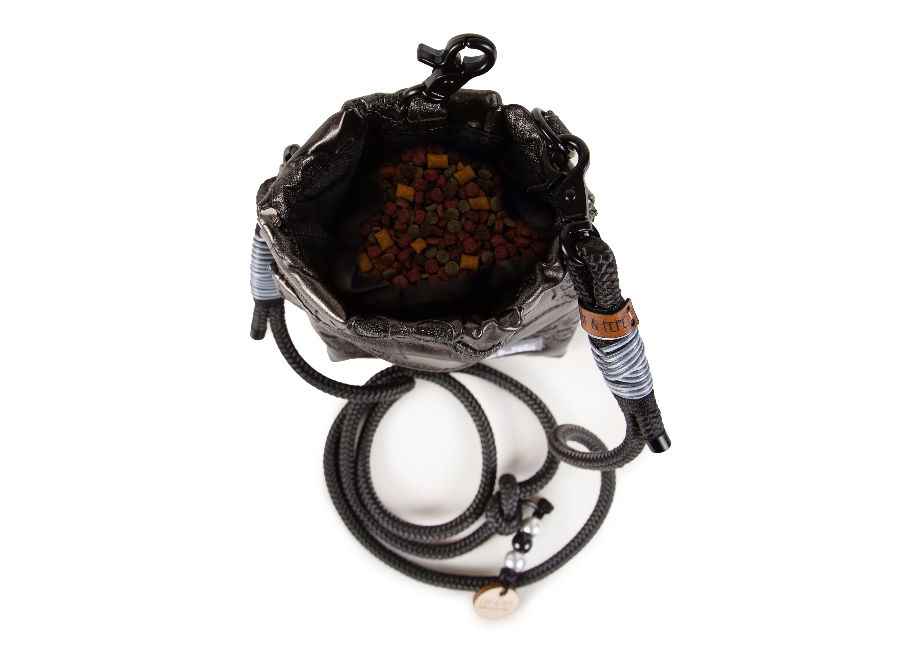 Wau-to-go Gassitasche, Modell  Goldskull, Kunstleder mit goldenem Totenkopfmotiv  - bei jedem Spaziergang alles dabei 