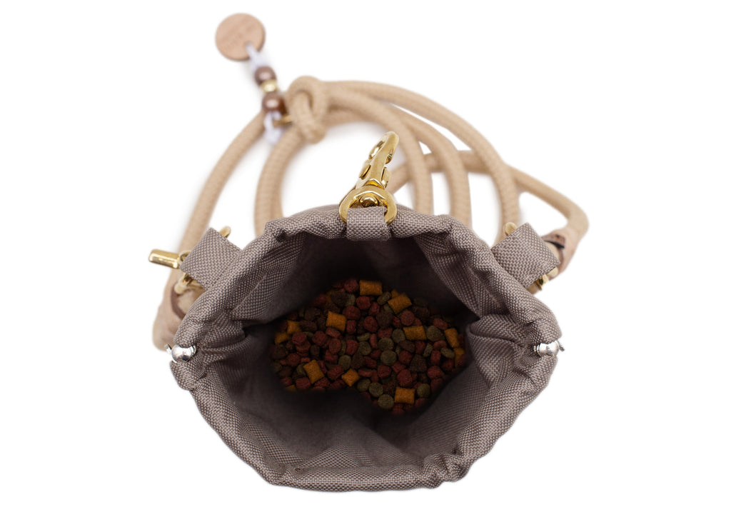 Wau-to-go  Gassitasche, Modell Heidi, verschiedene Brauntöne mit Gold, großes Leckerlifach