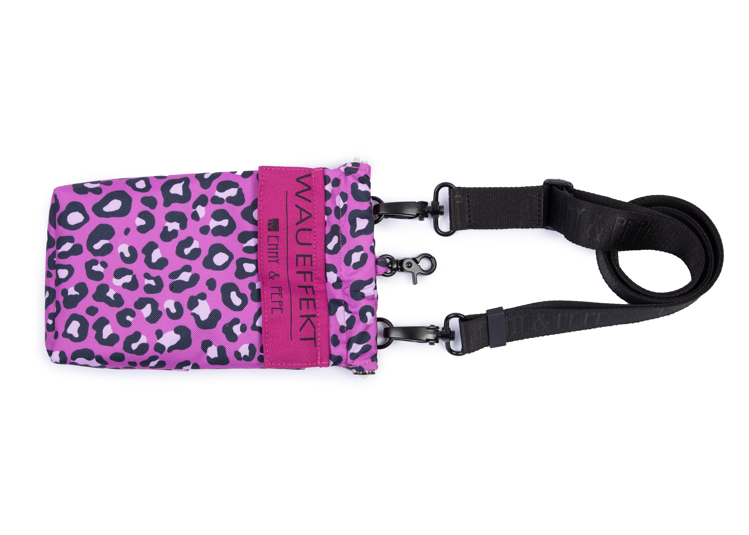 Gassitasche Wau-to-go Leo Fuchsia, modisches Leomuster in Farbe Fuchsia, mit Umhängegurt - so hast du alles für den Spaziergang dabei 