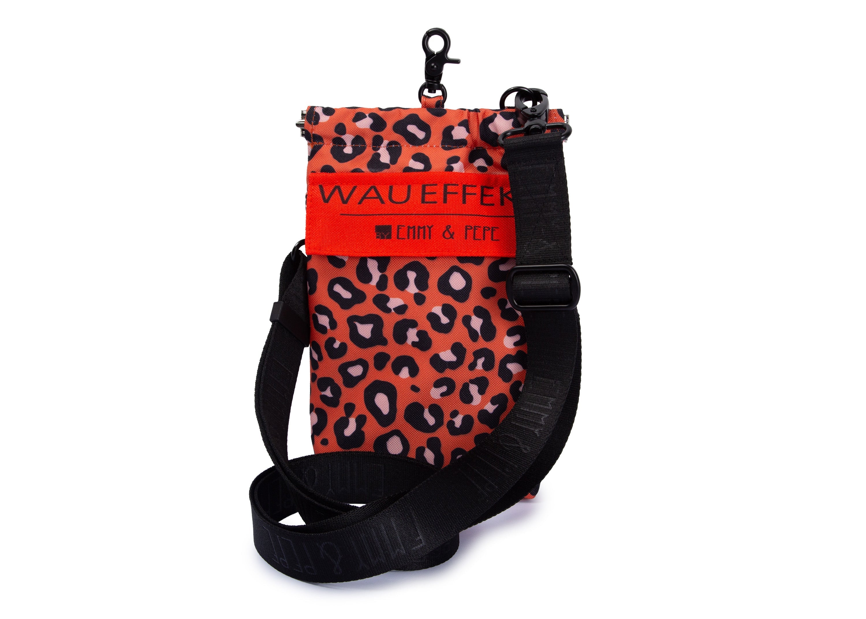 Gassitasche Wau-to-go Leo Orange in orange und schwarz mit Schultergurt und mehreren praktischen Fächern