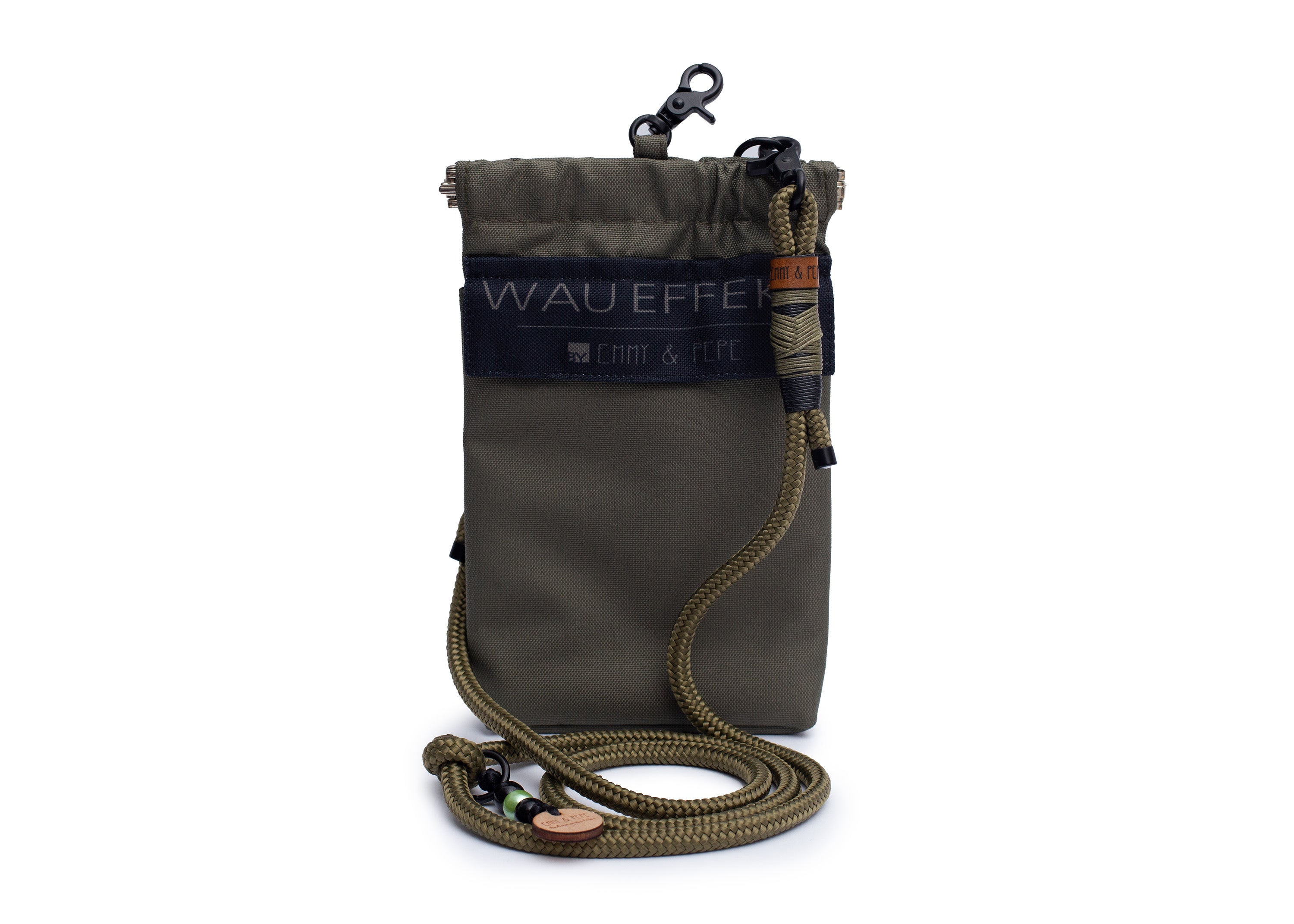 Gassitasche Wau-to-go Lothar in olive und schwarz mit Schultergurt und mehreren praktischen Fächern