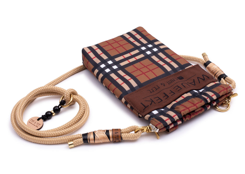 Wau-to-go Gassitasche, Modell  Sherlock, modisches Tan-Muster, Brauntöne mit Rot