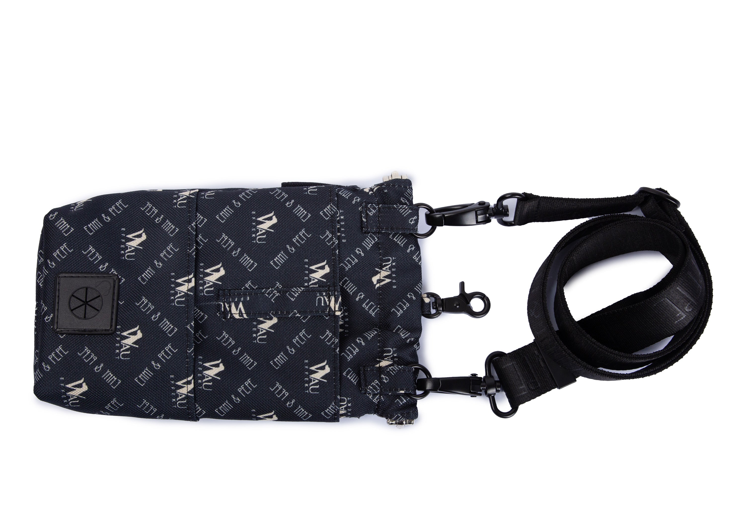 Wau-to-go Gassitasche, Modell  "Wau-Effekt", Schwarz, mit Umhängegurt und vielen Fächern