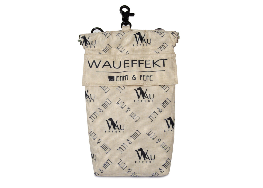 Gassitasche Wau-to-go, Modell  "Wau-Effekt" Creme mit schwarzen Logos