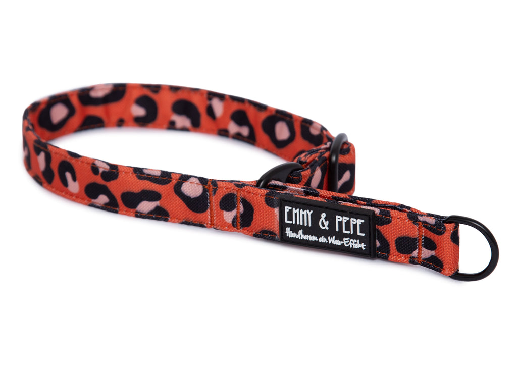Zugstopp-Halsband Leo Orange 1.5cm,2cm,3cm,4cm Black