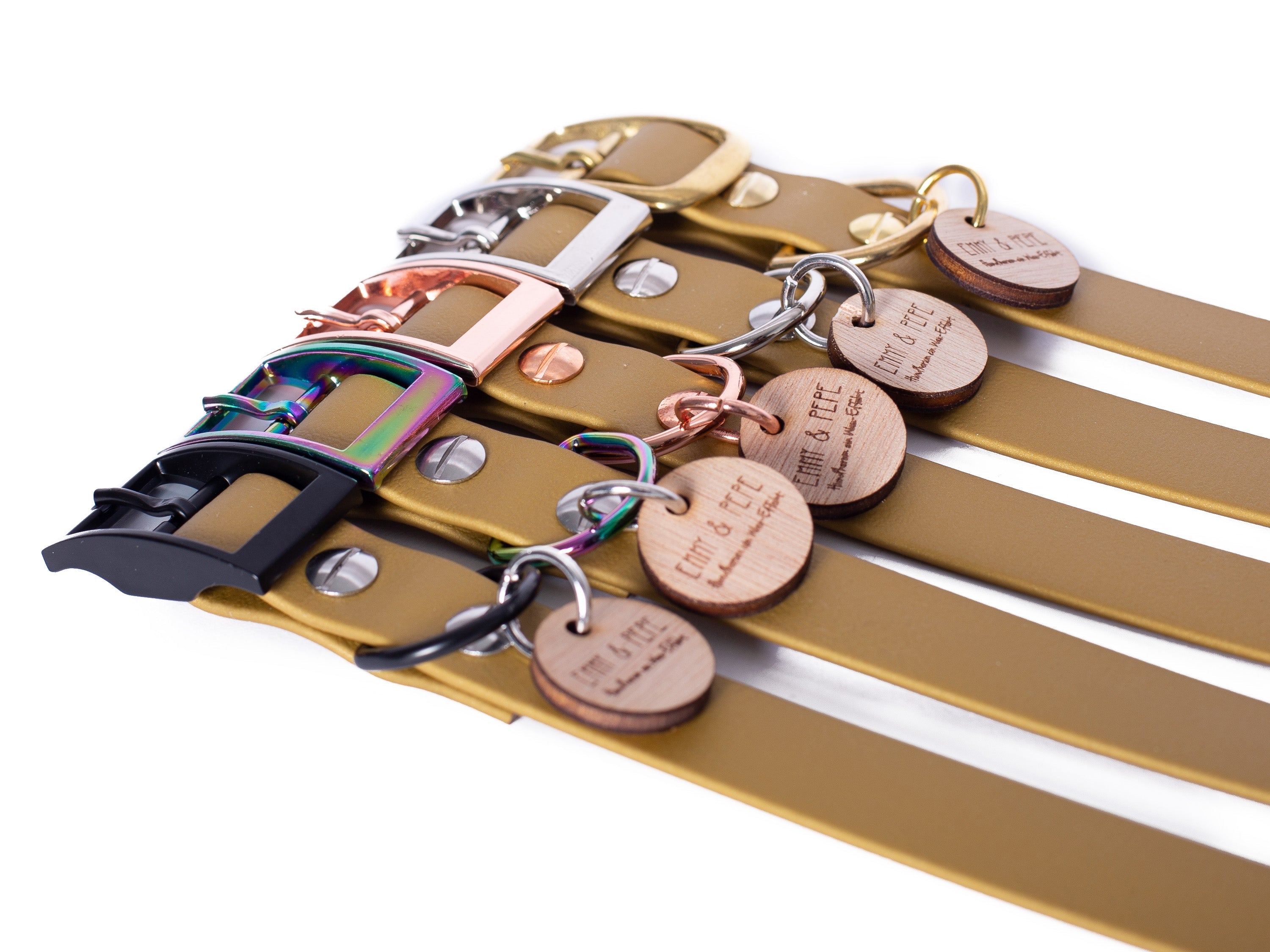 Biothane Halsband Gold M (33-40cm) schwarz,M (33-40cm) silber,M (33-40cm) regenbogen Rosy Brown