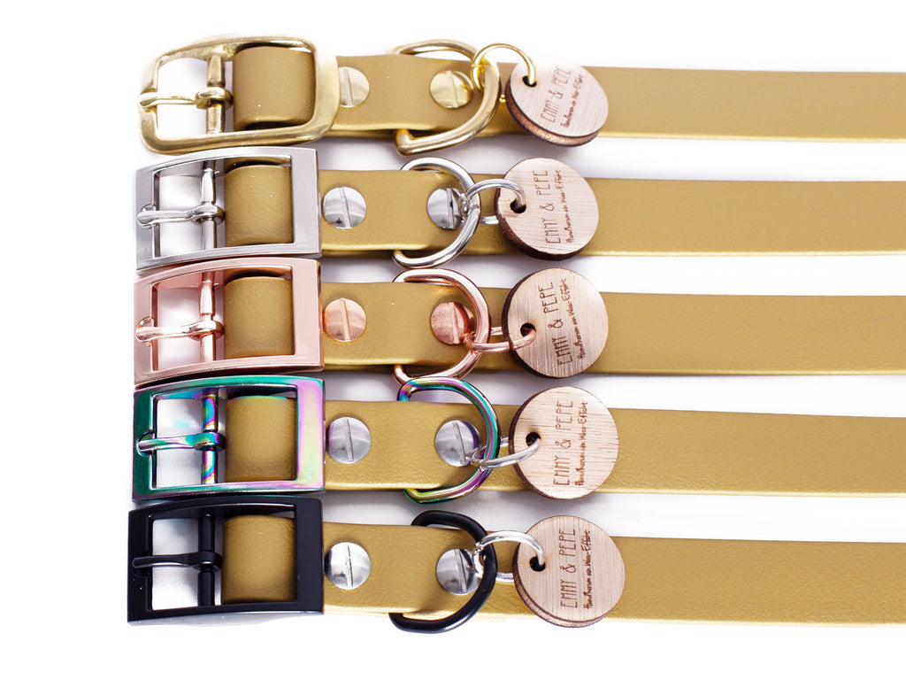 Biothane Halsband Gold M (33-40cm) schwarz,M (33-40cm) silber,M (33-40cm) regenbogen Dark Khaki