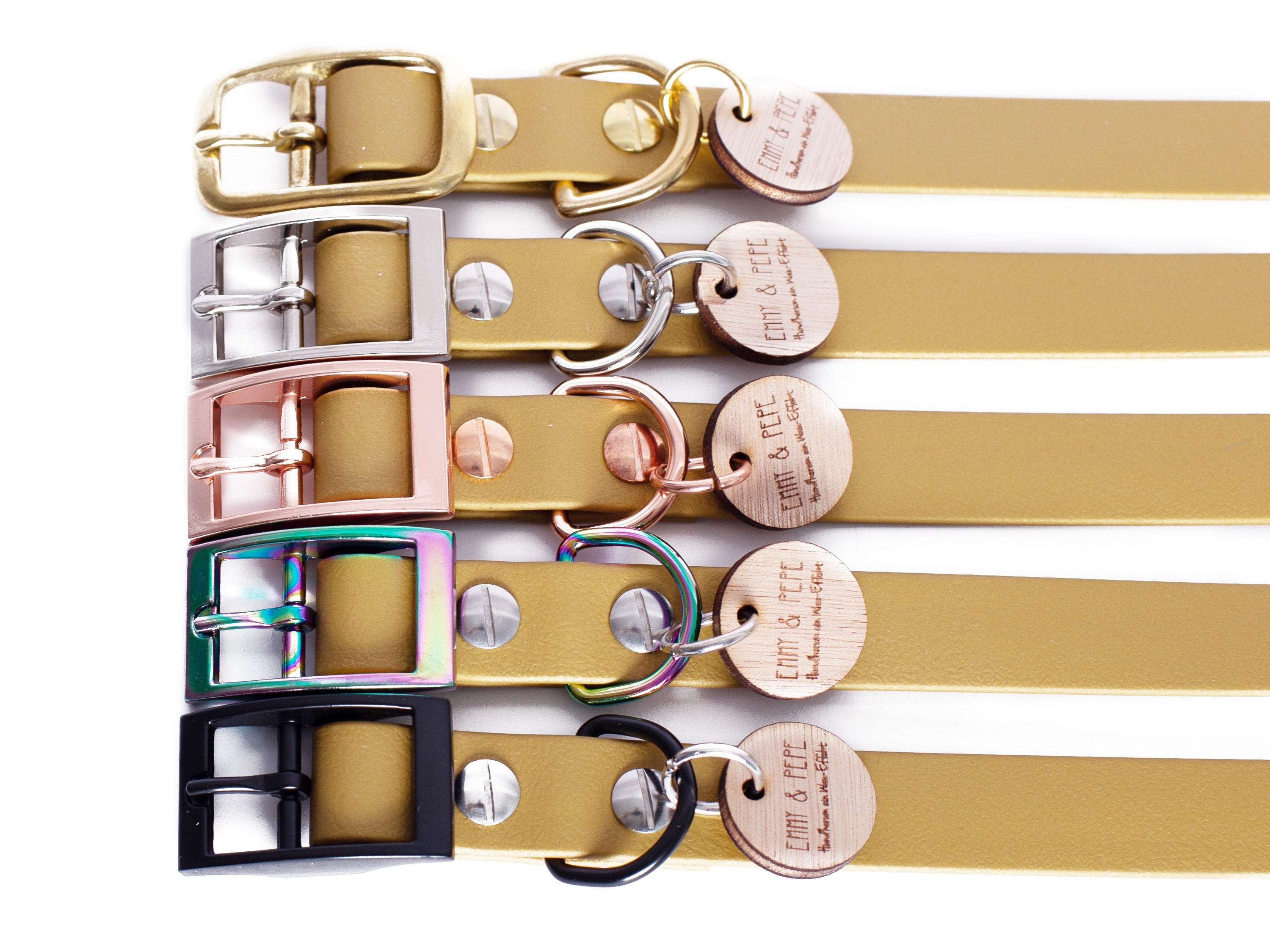 Biothane Halsband Gold M (33-40cm) schwarz,M (33-40cm) silber,M (33-40cm) regenbogen Dark Khaki