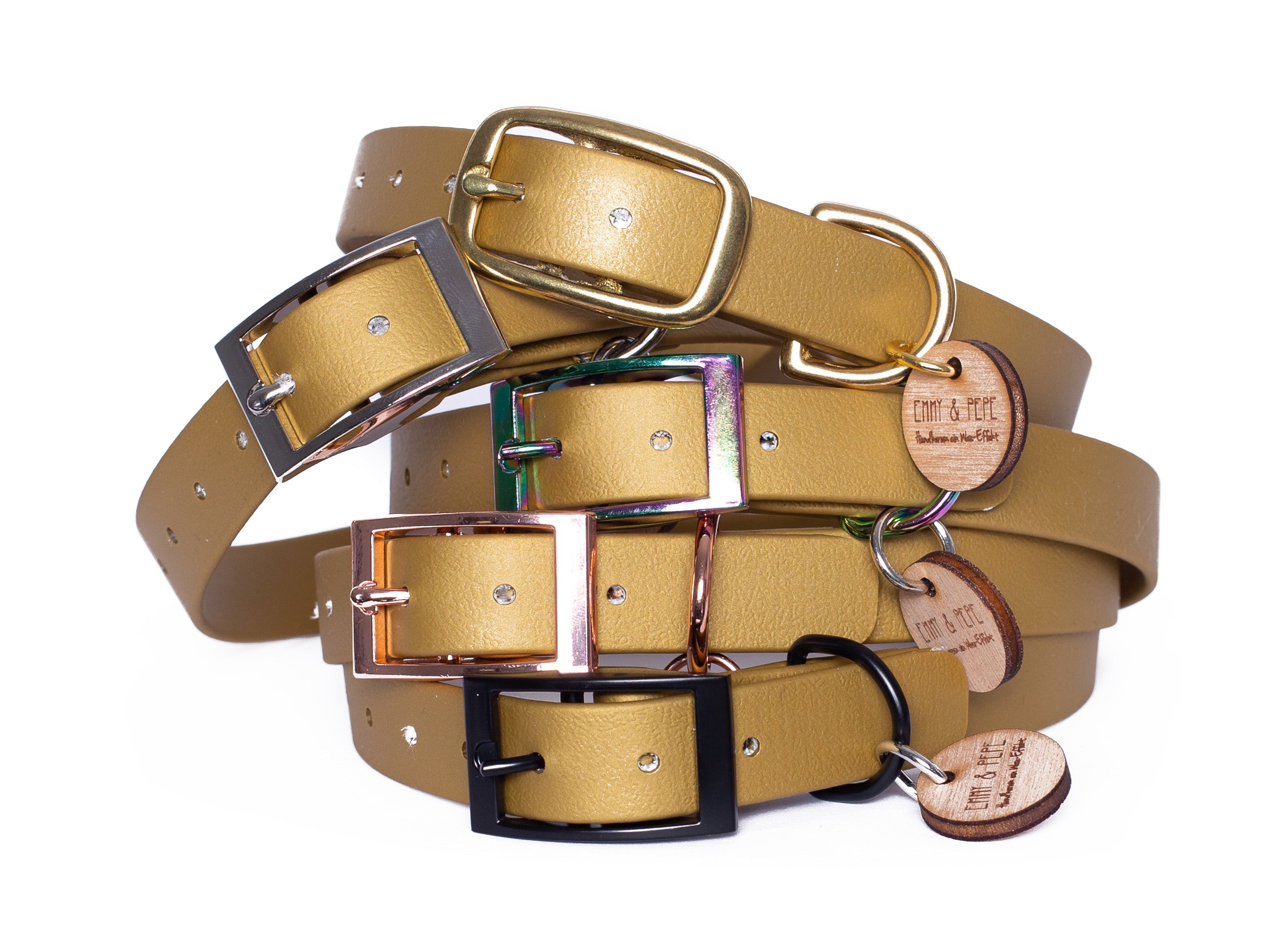 Biothane Halsband Gold M (33-40cm) regenbogen Sienna