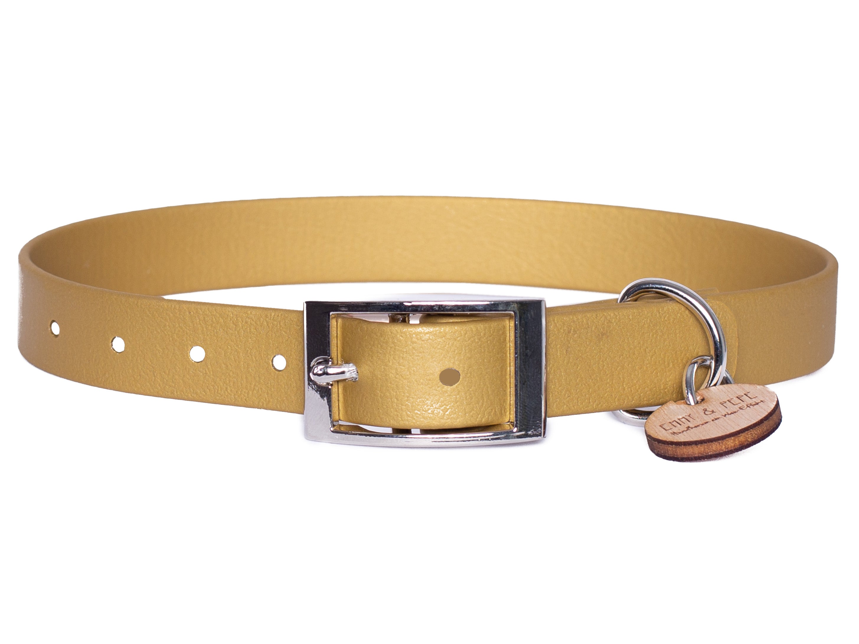 Biothane Halsband für Hunde in Gold mit silbernem Verschluss