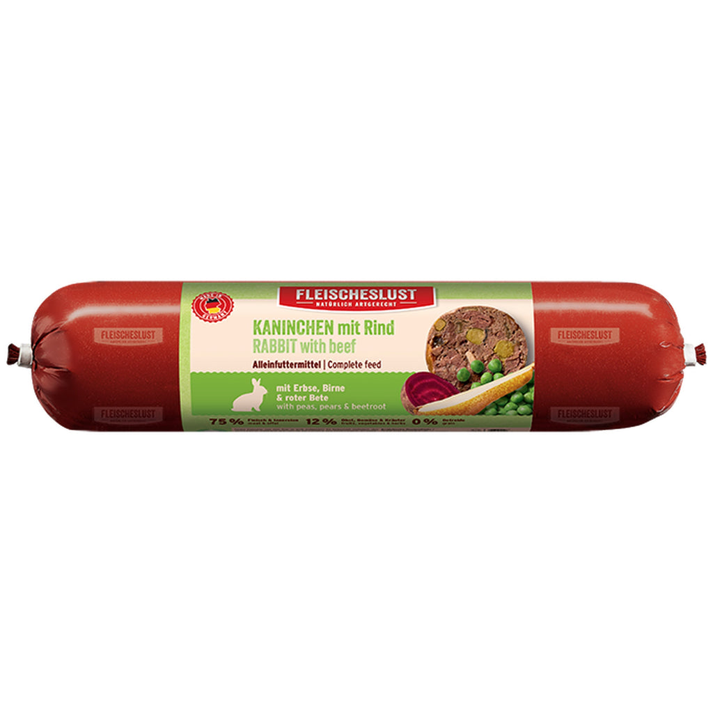 Fleischeslust Kaninchen mit Rind (+Erbse, Birne, rote Beete)