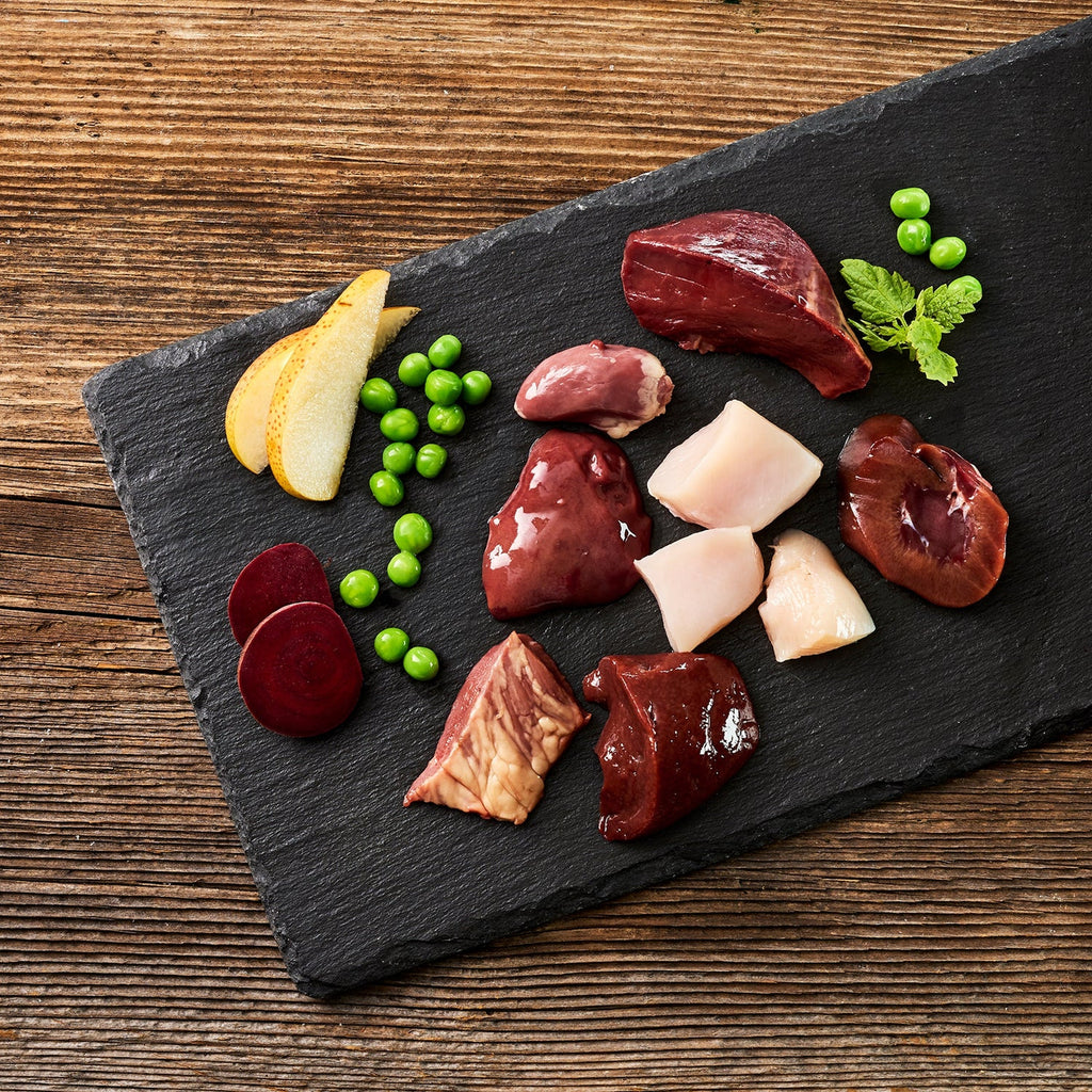 Fleischeslust Kaninchen mit Rind (+Erbse, Birne, rote Beete)