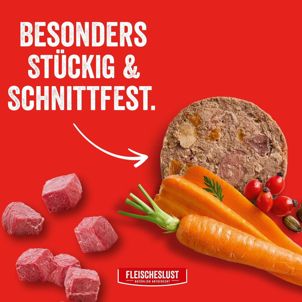 Fleischeslust Zartes Rind (+Karotte, Hagebutte & Kürbiskernen)