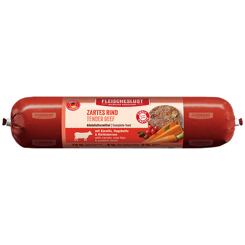 Fleischeslust Zartes Rind (+Karotte, Hagebutte & Kürbiskernen)