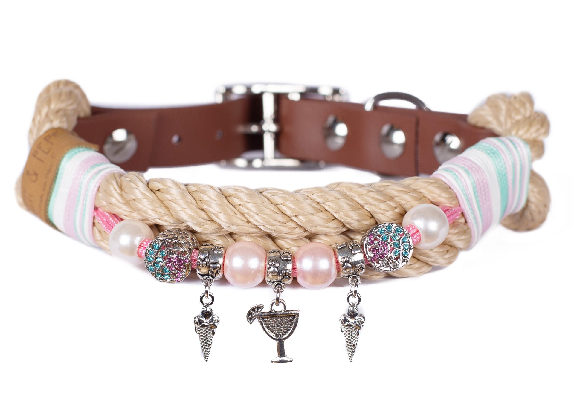 Tauhalsband für Hunde mit Perlen, Modell  Lollipop, in verschiedenen Größen