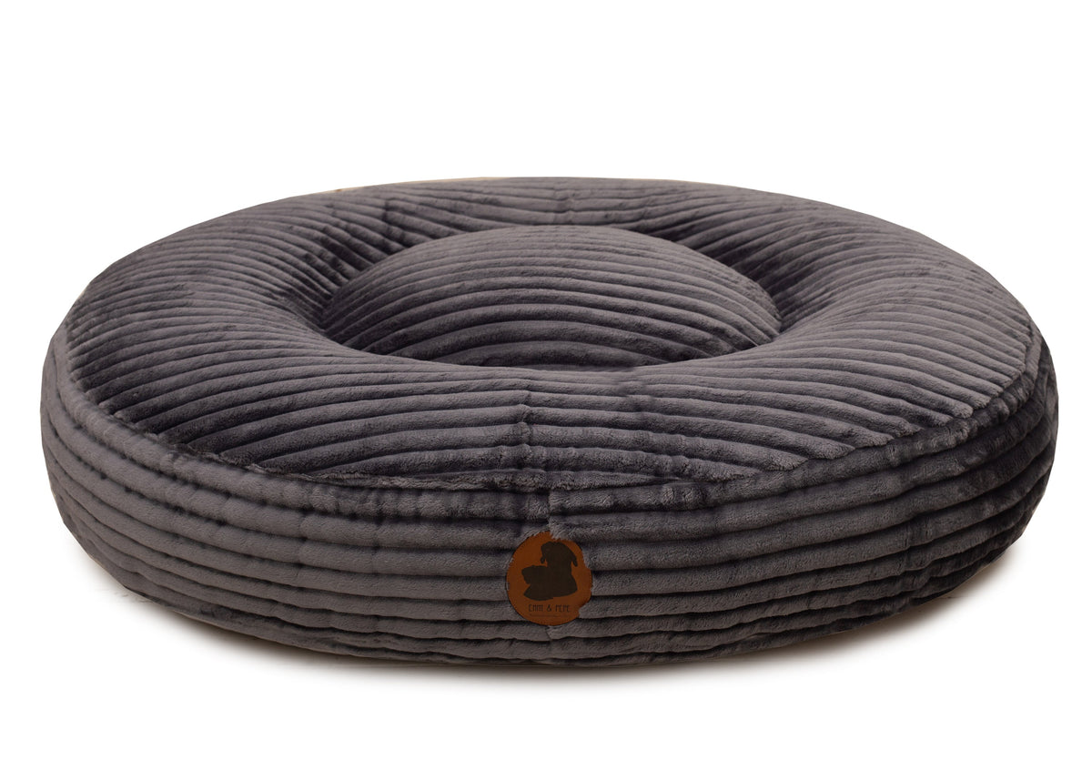 Wau-Bed orthopädisches Hundebett  Kuschelcord Dark Grey / Oval