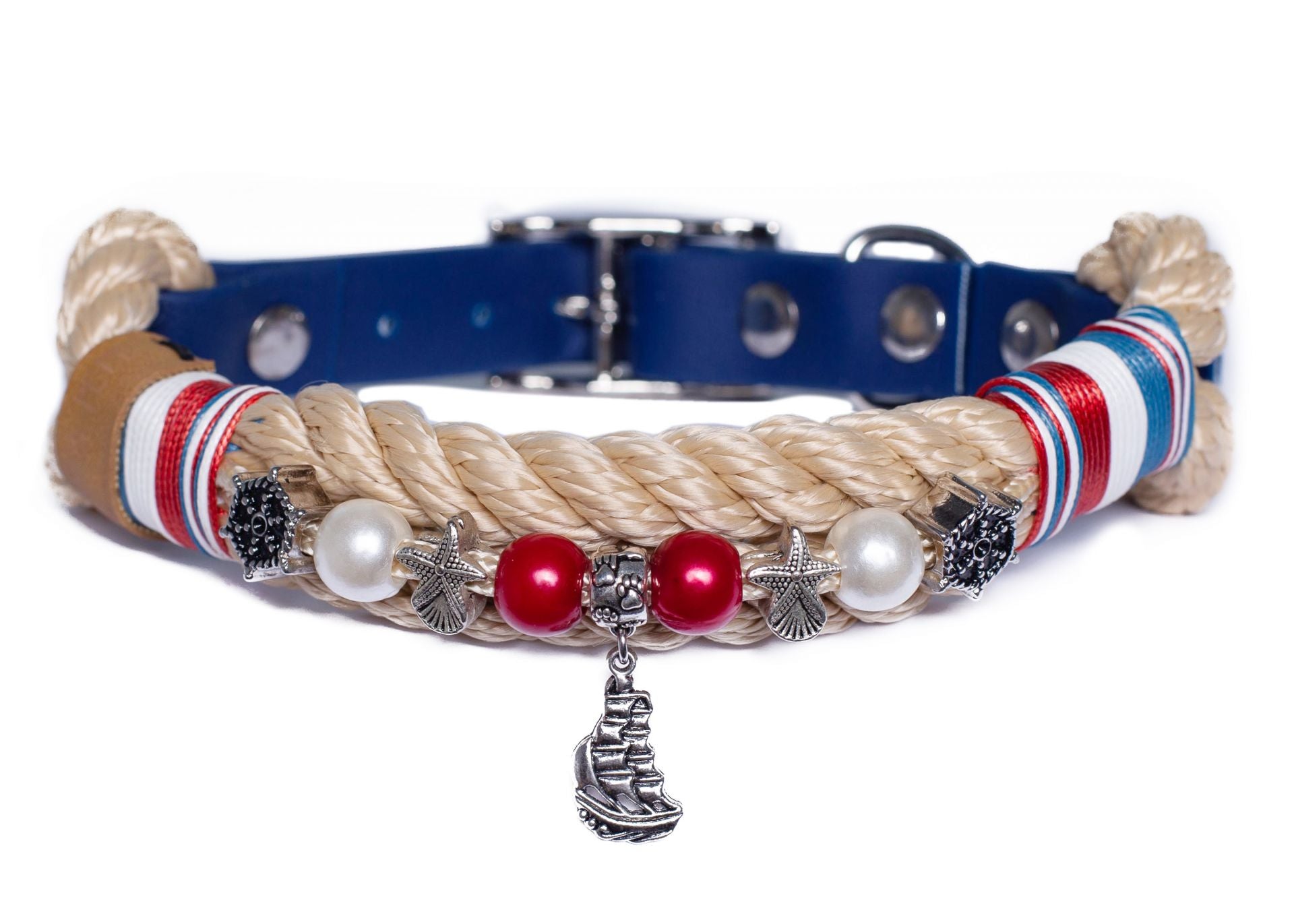 Tauhalsband mit Perlen Atlantik XS (20-25cm),S (25-33cm),M (33-40cm),L (39-49cm),XL (49-59cm),XXL (59-69cm) 